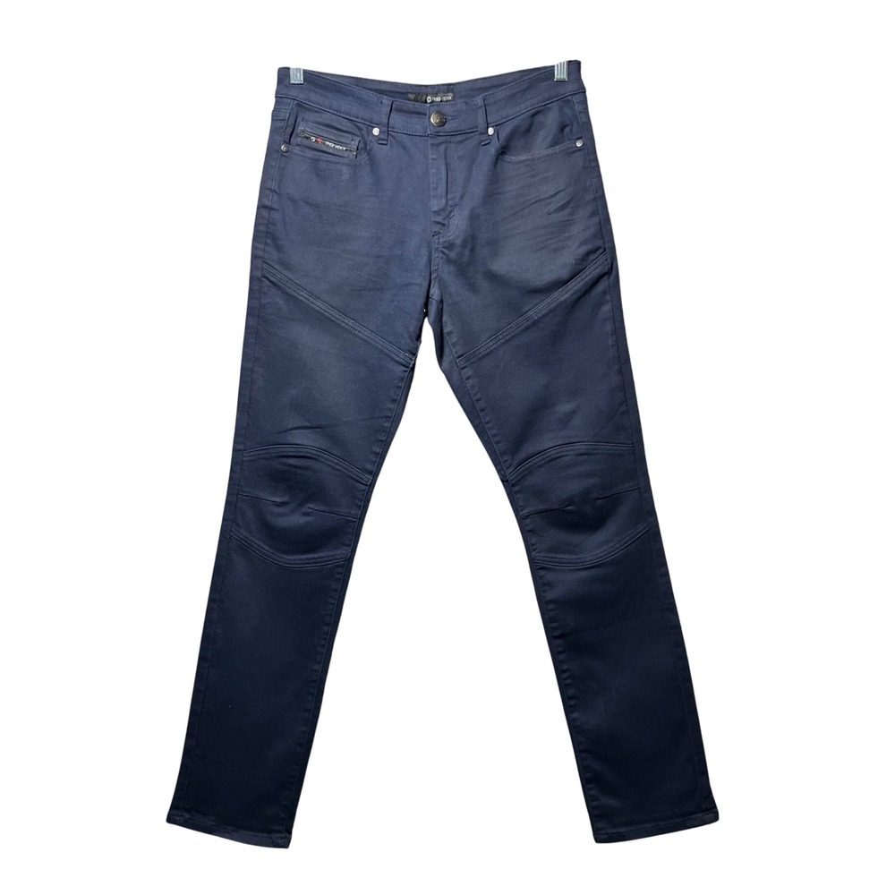 Fried Denim Mens Slim Fit‎ Moto Paneled Pants Navy Blue 32x32 Streetwear Biker